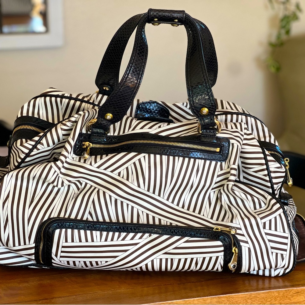 Henri Bendel Disturbed Stripe Rolling Duffle Luggage